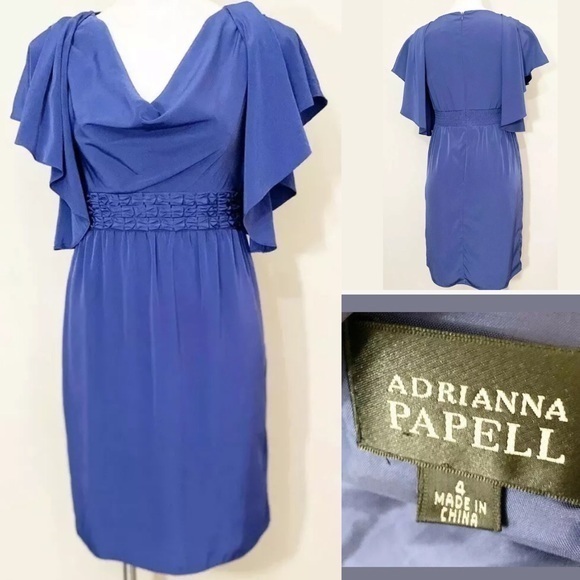 Adrianna Papell Dress 4 Purple Sheath V-neck PERFECT CONDITION - Picture 1 of 7